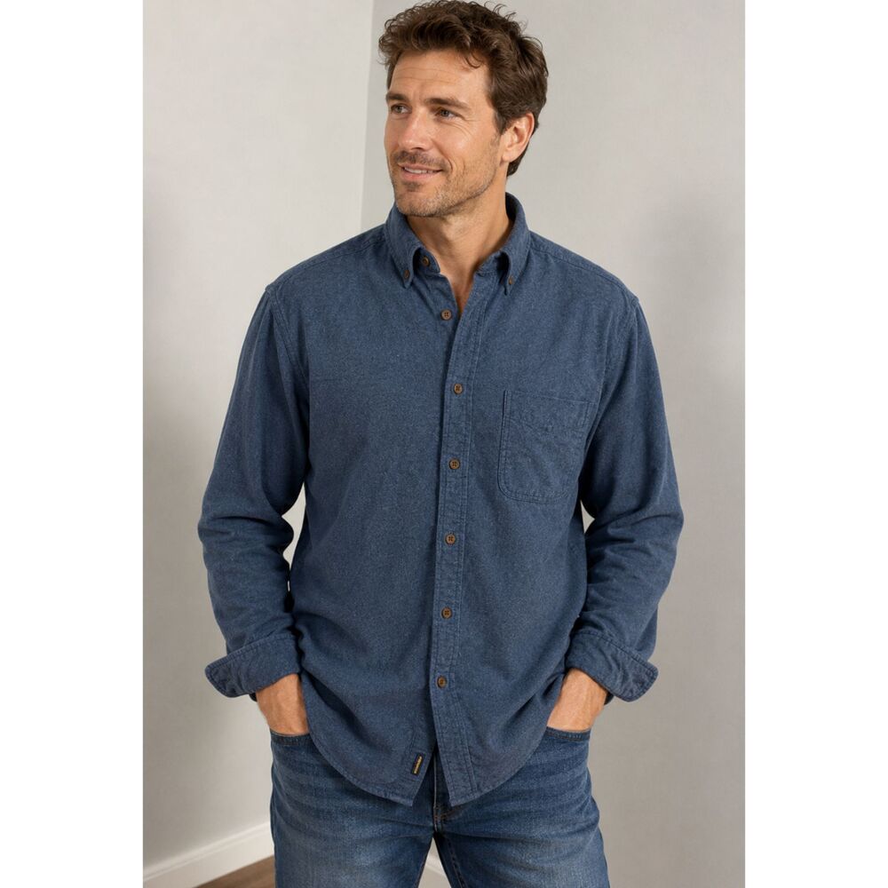 Woolrich Chambray Burtton Front Soft Flannel Shirt Blue Men's Large